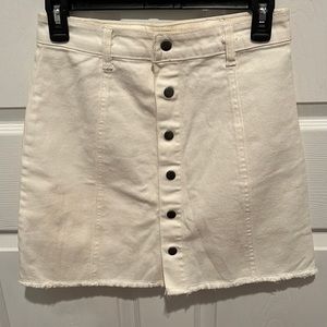 Off white mini denim skirt